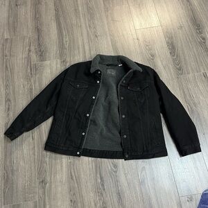 Black Levi fur jean jacket